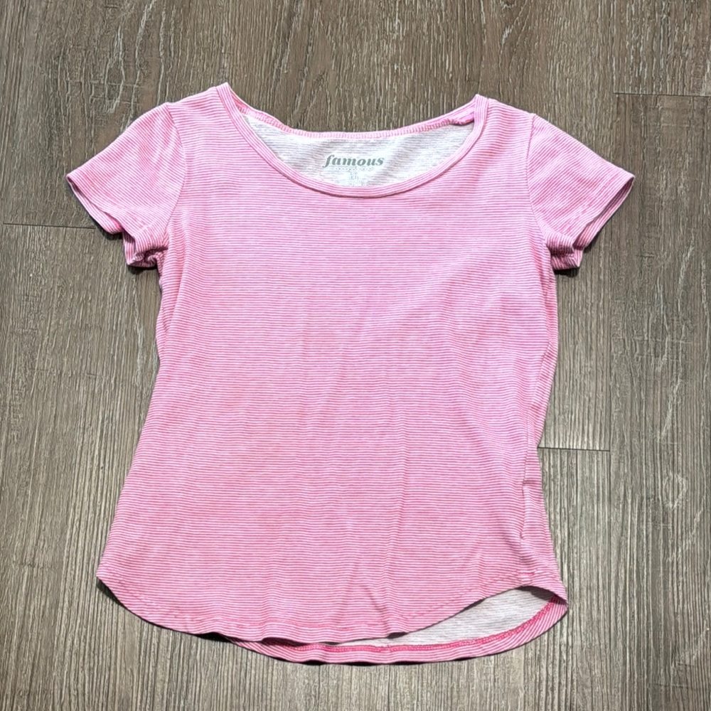 Fitted Pink and White Short Sleeve Tee